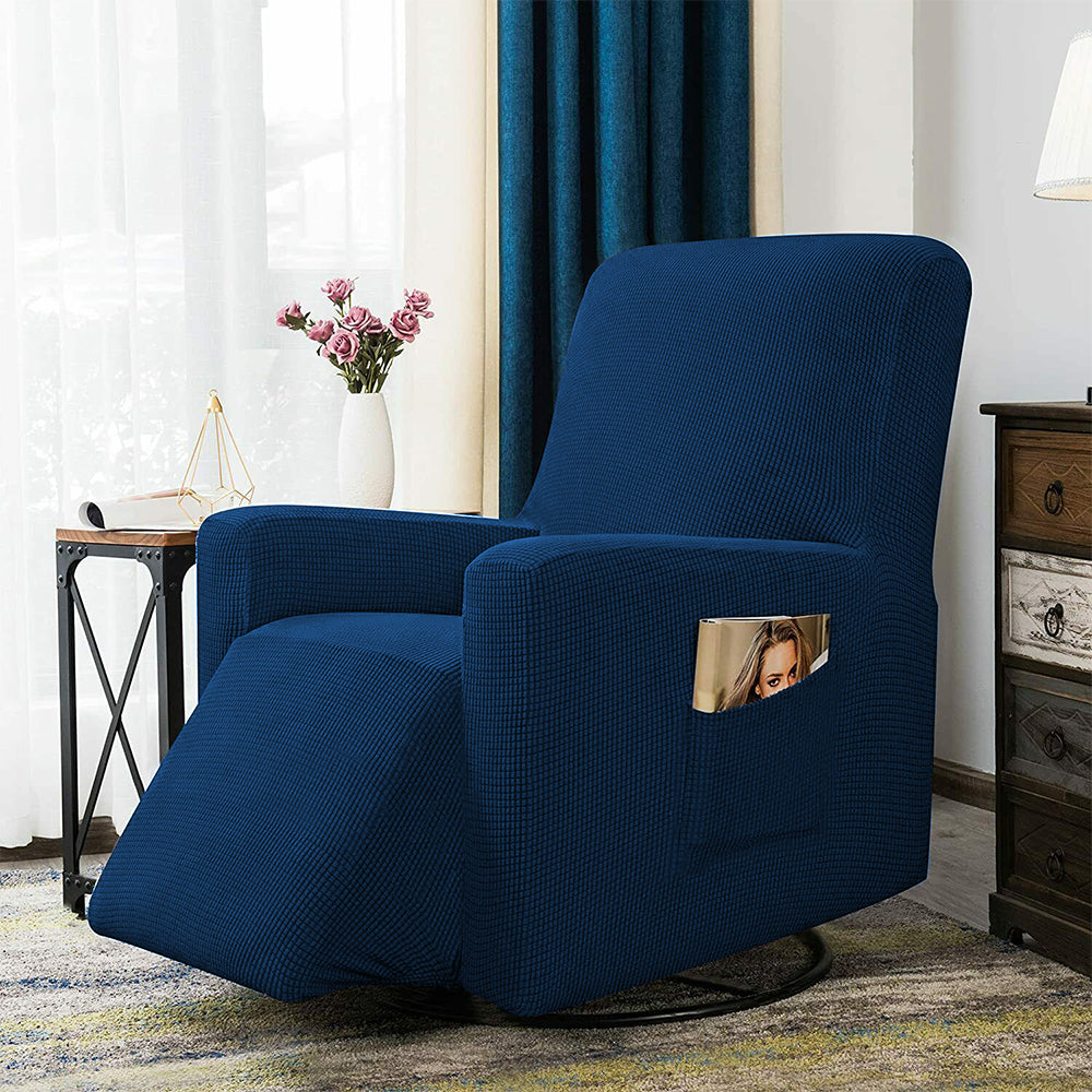 Recliner Chair Cover Stretch Recliner Cover Thick Soft Jacquard Recliner Chair Slip Cover - Navy