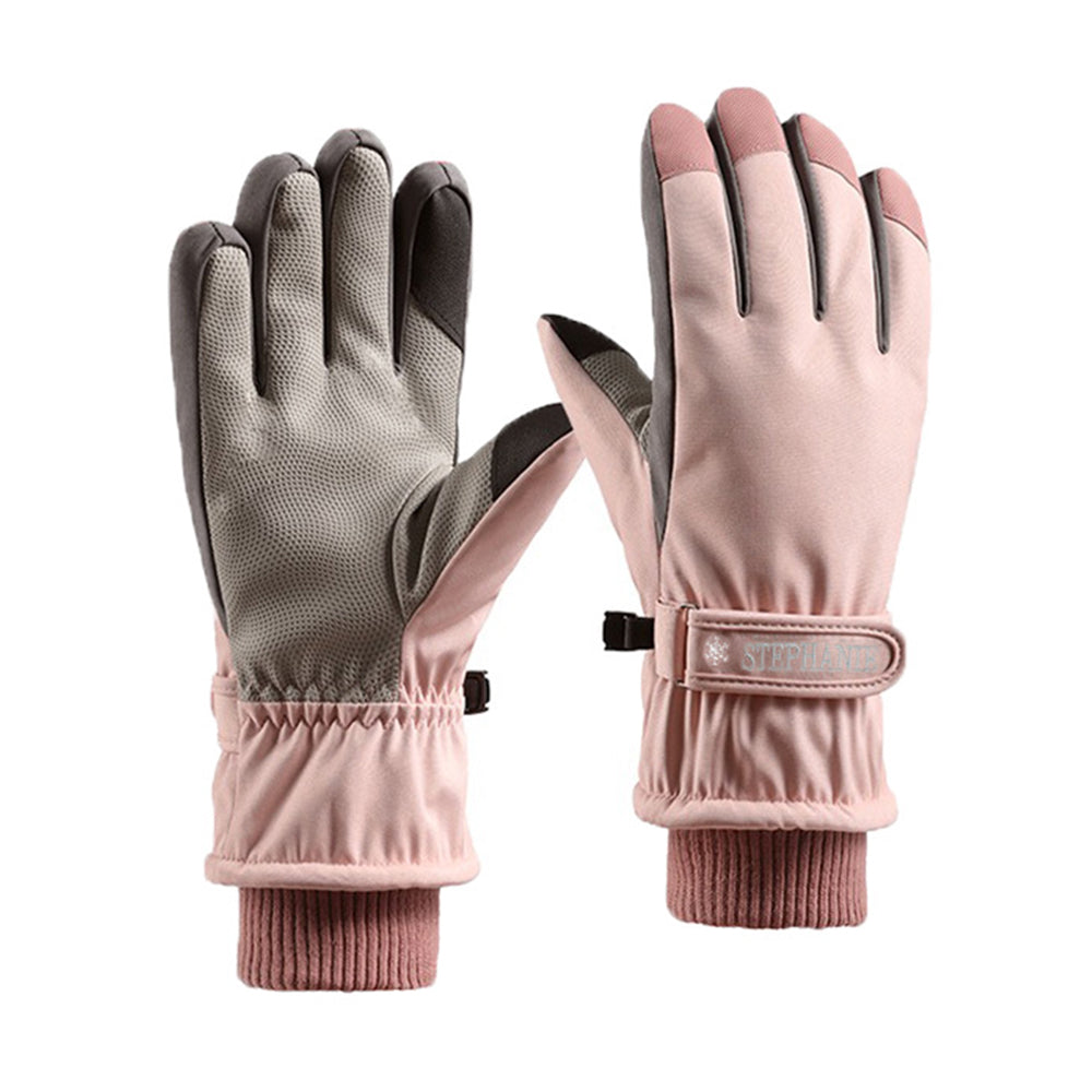 2 Pairs Women Snow Gloves Ski Gloves Thermal Touch Screen Gloves Black Pink