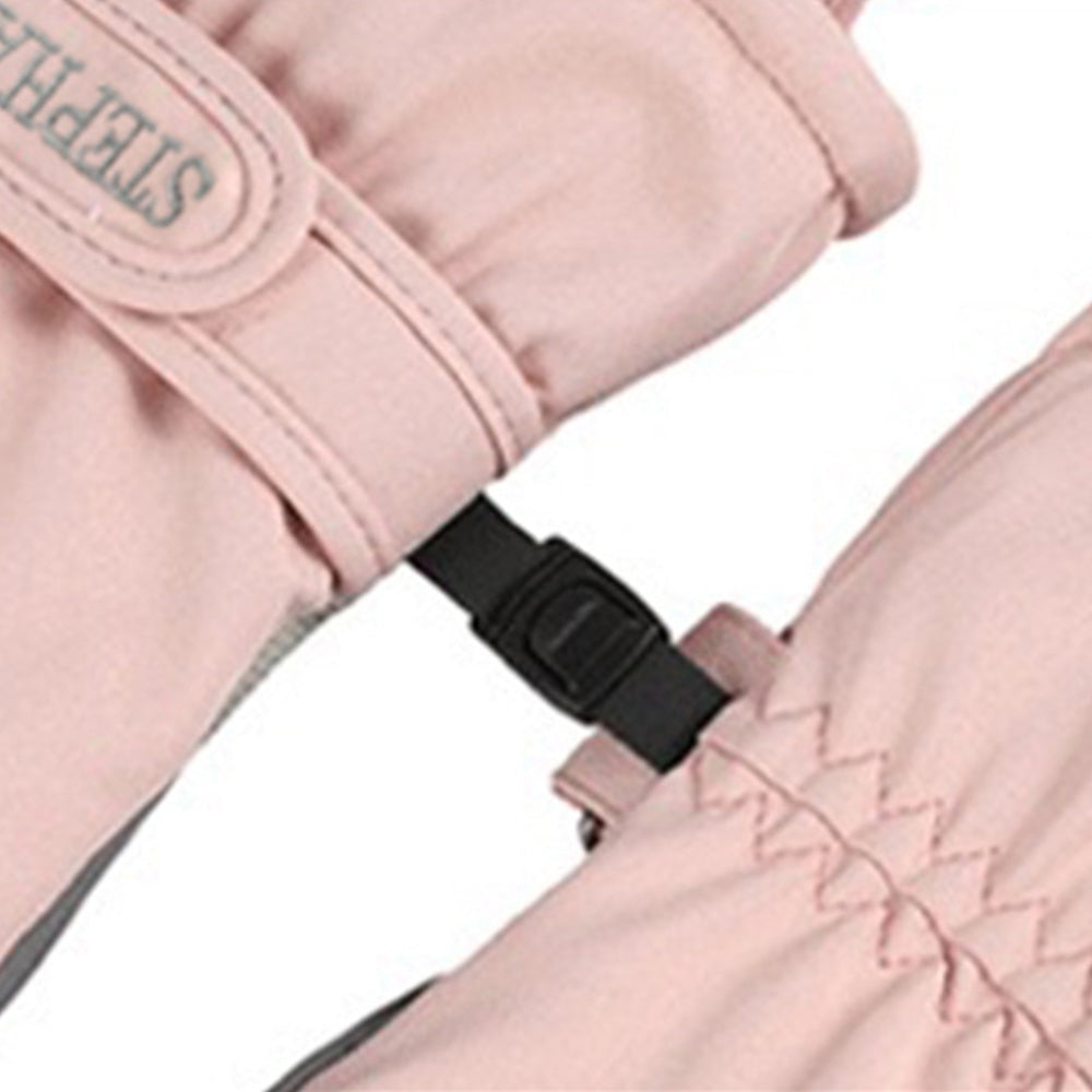 2 Pairs Women Snow Gloves Ski Gloves Thermal Touch Screen Gloves Black Pink