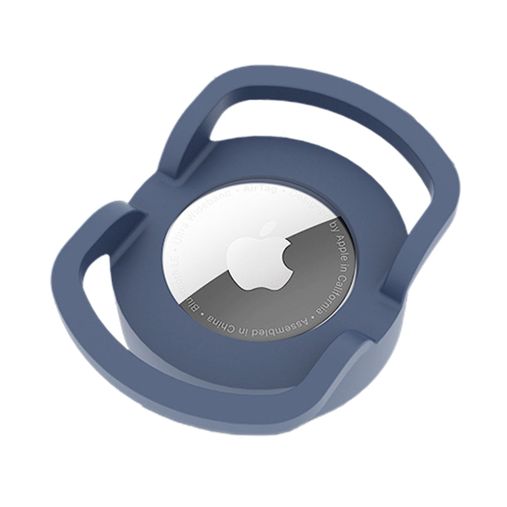 FancyGrab 2Pcs Silicone Tracker Protective Case for Pet Collar Compatible with Apple Airtag Black and Dark Blue