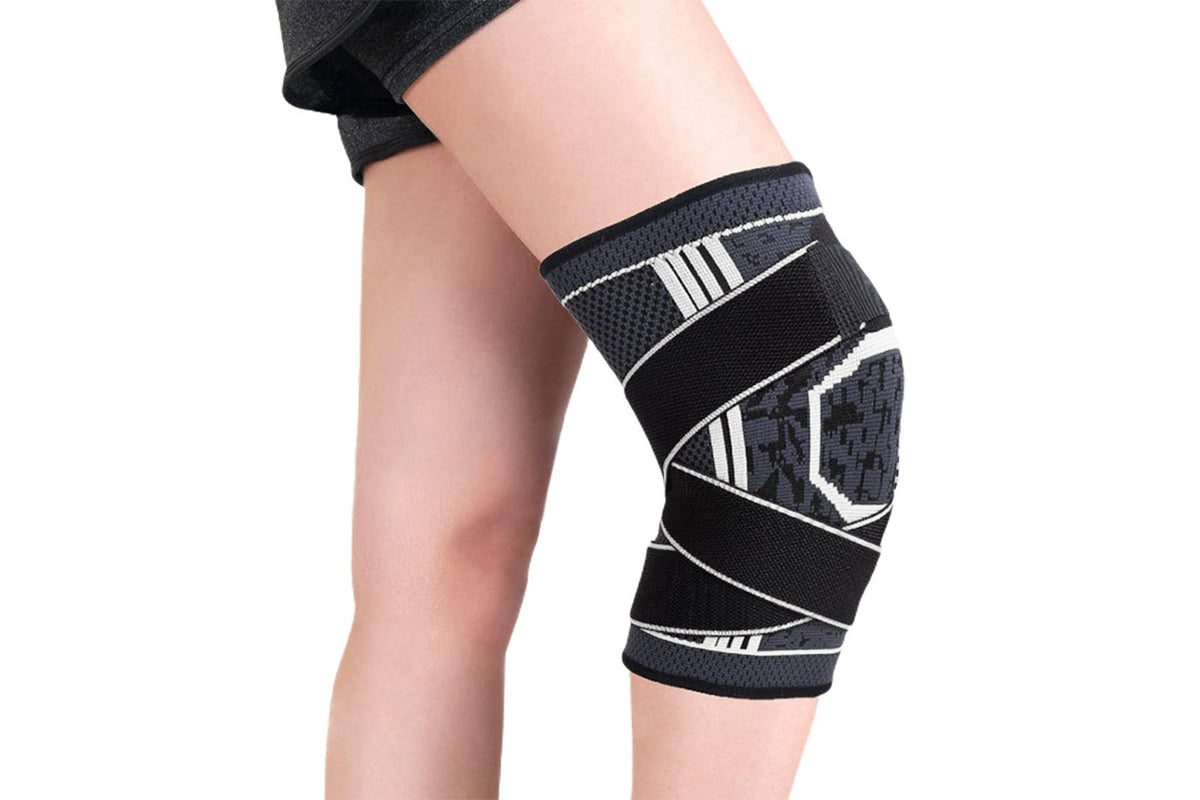Sport Knee Support Brace Compression Knee Sleeves for Running Sports-Gray