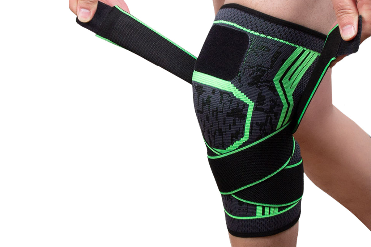 Sport Knee Support Brace Compression Knee Sleeves for Running Sports-Green