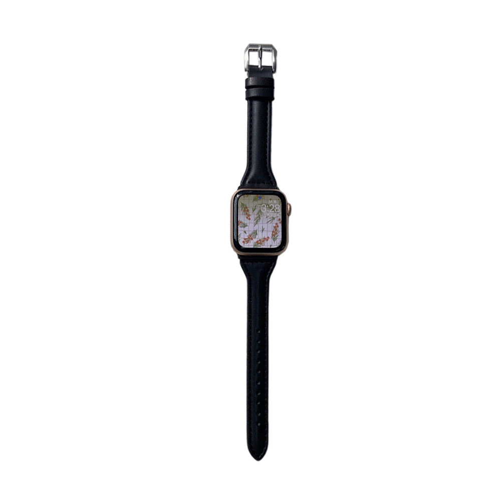 Women Leather Watch Band Compatible with Apple iWatch 7 Series Black-8cm