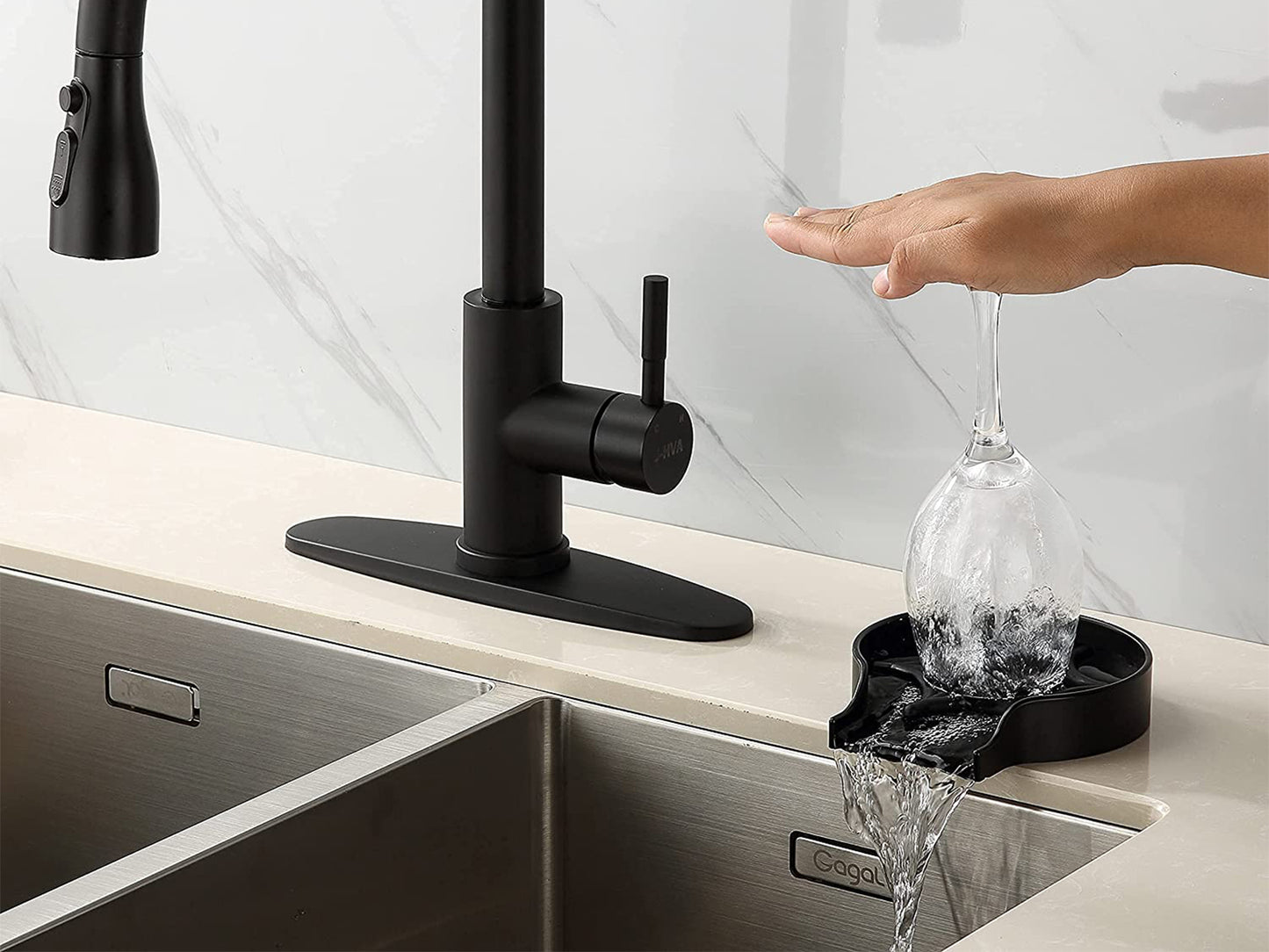 2Pcs Kitchen Sink Faucet Glass Rinser Bottle Washer Kitchen Sink Automatic Flushing Device