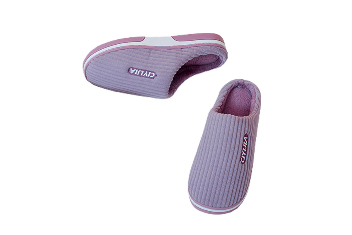 Womens Indoor Outdoor House Winter Warm Fully Plush Lined Thick Sole Slippers-Purple