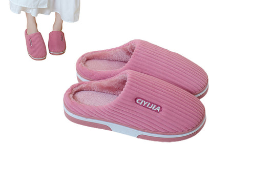 Womens Indoor Outdoor House Winter Warm Fully Plush Lined Thick Sole Slippers-Pink