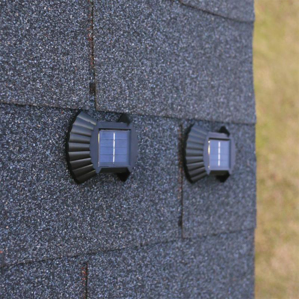 Solar Wall Light 4Pcs 2LED Solar Wall Lamp Shell Garden Night Lights -Warm white
