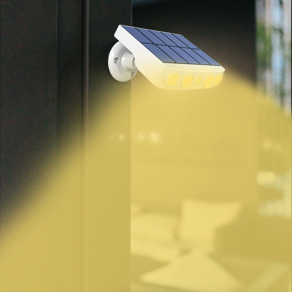 Solar Wall Light Motion Sensor Solar Lights Wall Lamp Garden Yard Light Outdoor Decor -White shell warm light