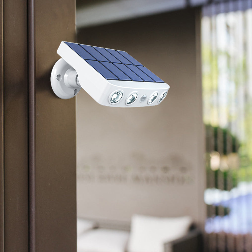Solar Wall Light Motion Sensor Solar Lights Wall Lamp Garden Yard Light Outdoor Decor -White shell warm light