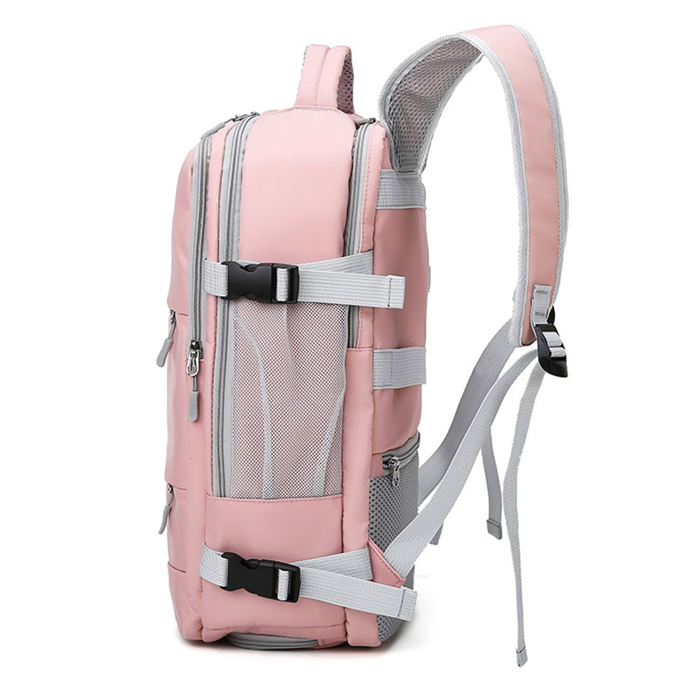 Water Resistant Mommy Bag Diaper Bag Travel Backpack Laptop Bag with USB Port -Pink