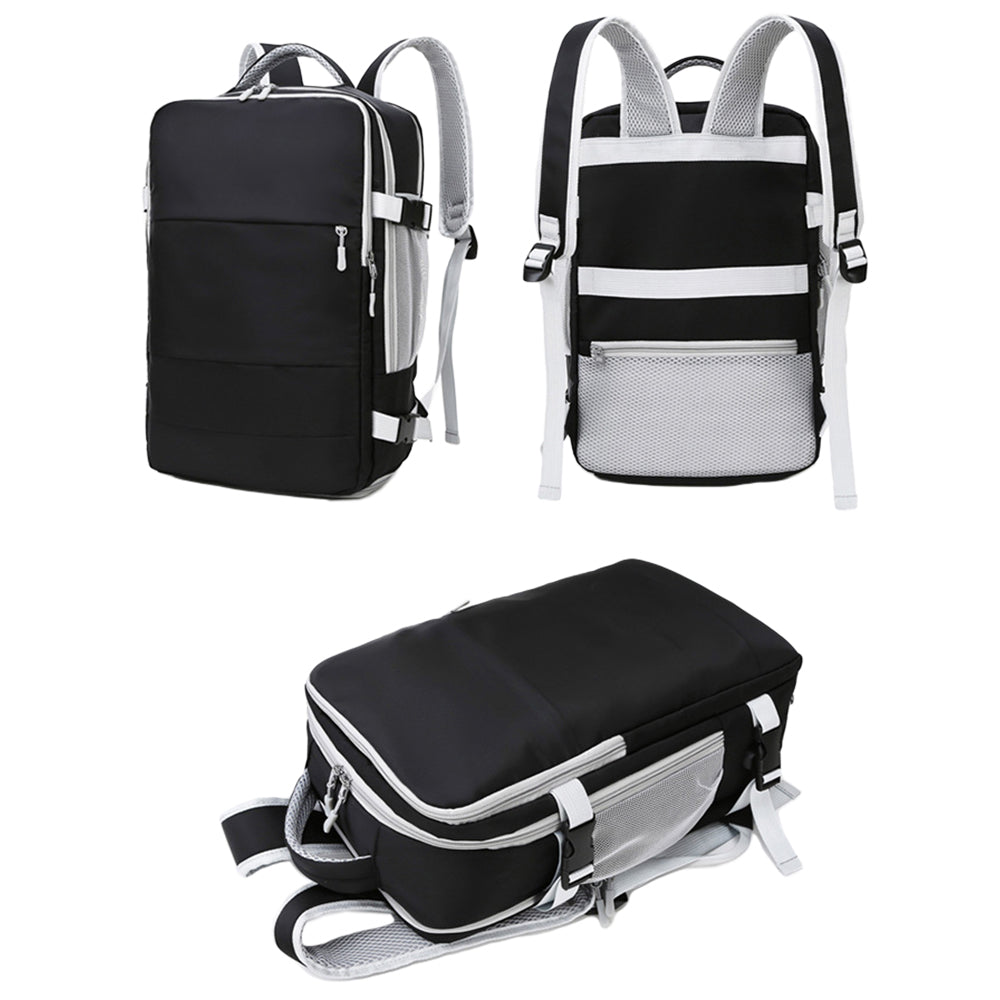 Water Resistant Mommy Bag Diaper Bag Travel Backpack Laptop Bag with USB Port -Black