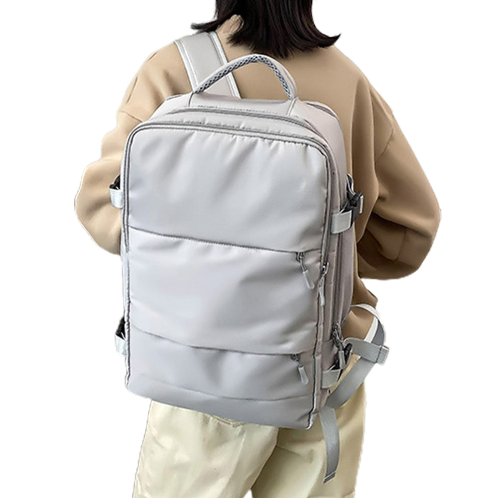 Water Resistant Mommy Bag Diaper Bag Travel Backpack Laptop Bag with USB Port -Light Grey