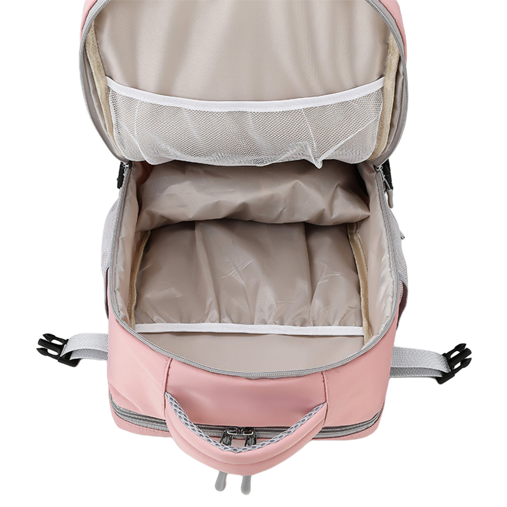 Water Resistant Mommy Bag Diaper Bag Travel Backpack Laptop Bag with USB Port -Pink