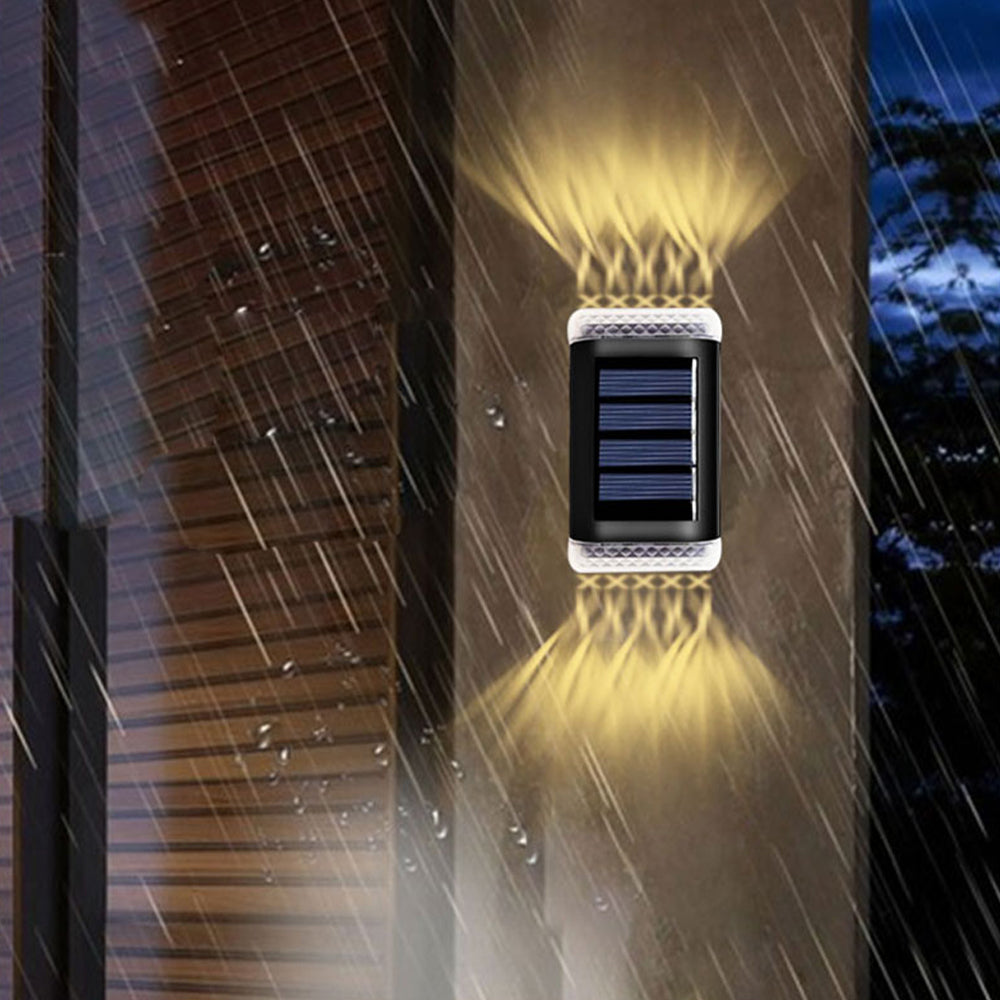 Solar Wall Light 4Pcs Solar Step Lights Wall Lamp Garden Yard Light Outdoor Decor -Warm white