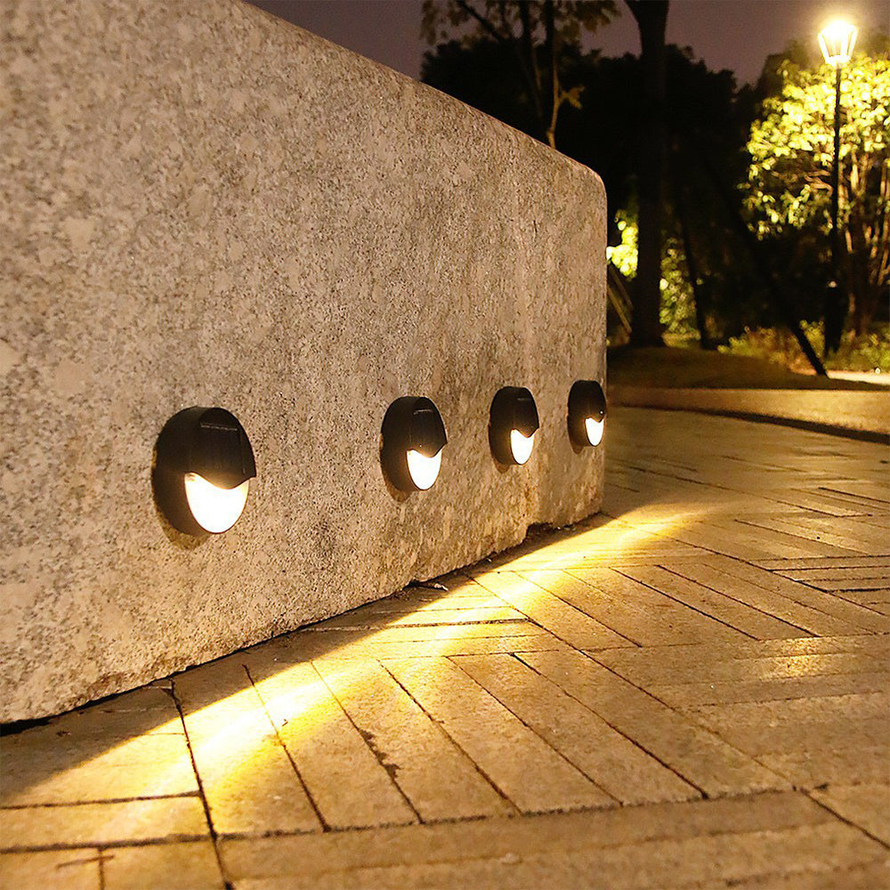 Solar Wall Light 4Pcs Solar Step Lights Fence Lamp Garden Yard Light Outdoor Decor Light Garden Wall Lamp -Warm