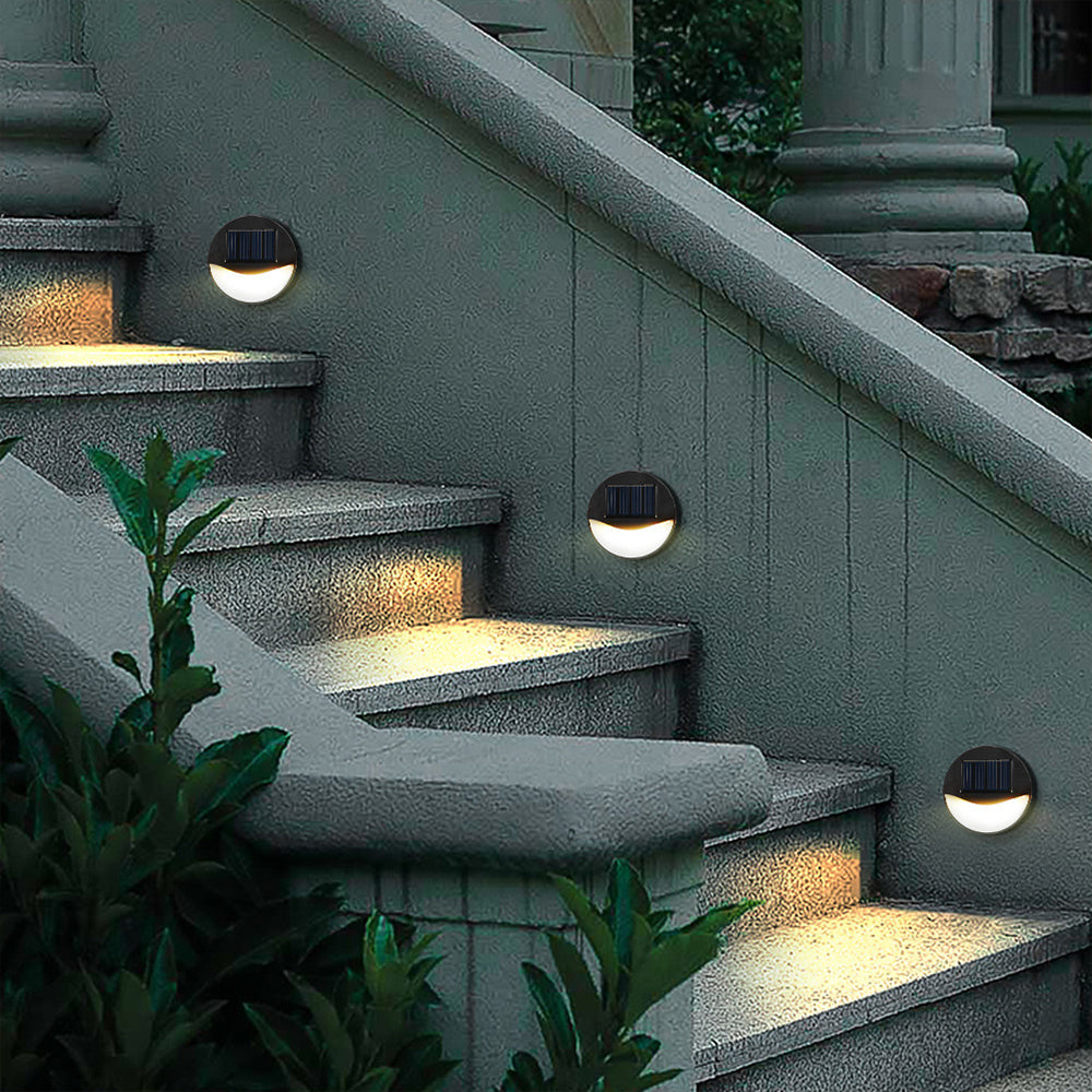 Solar Wall Light 4Pcs Solar Step Lights Fence Lamp Garden Yard Light Outdoor Decor Light Garden Wall Lamp -Warm