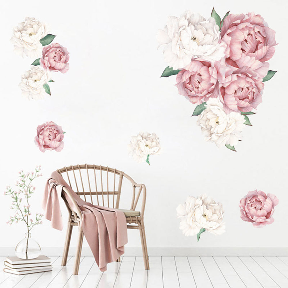 Self Adhesive Peony Flower Wall Sticker Wallpaper Home Decor