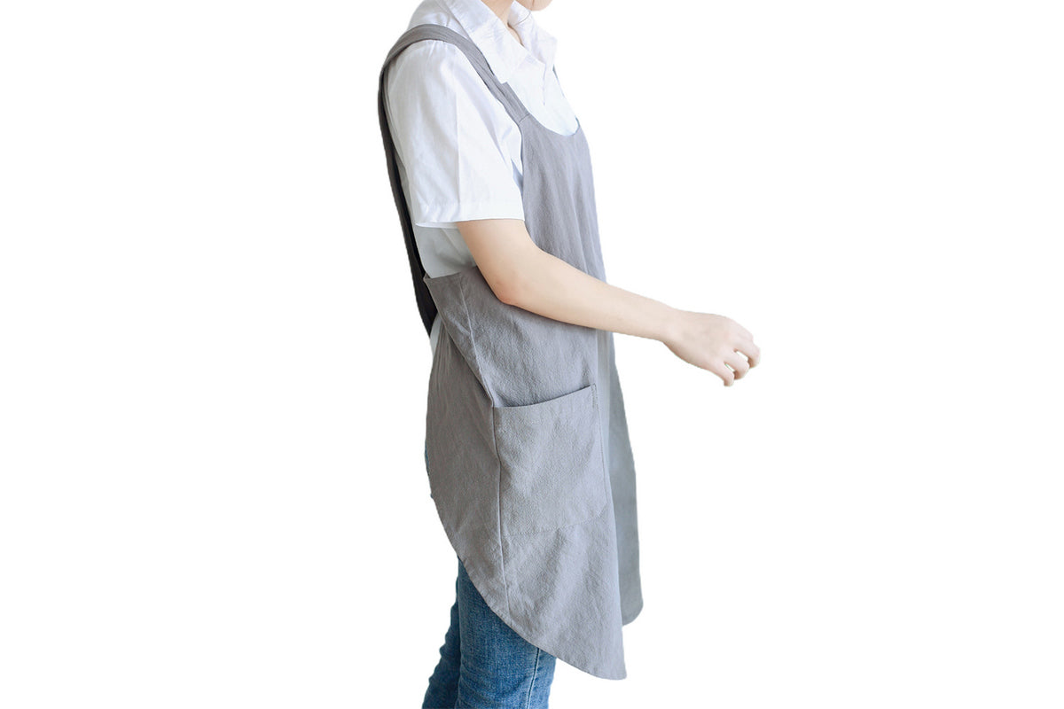 Cross Back Aprons Cotton Apron with Pockets for Kitchen Housework Flower Shop-Grey