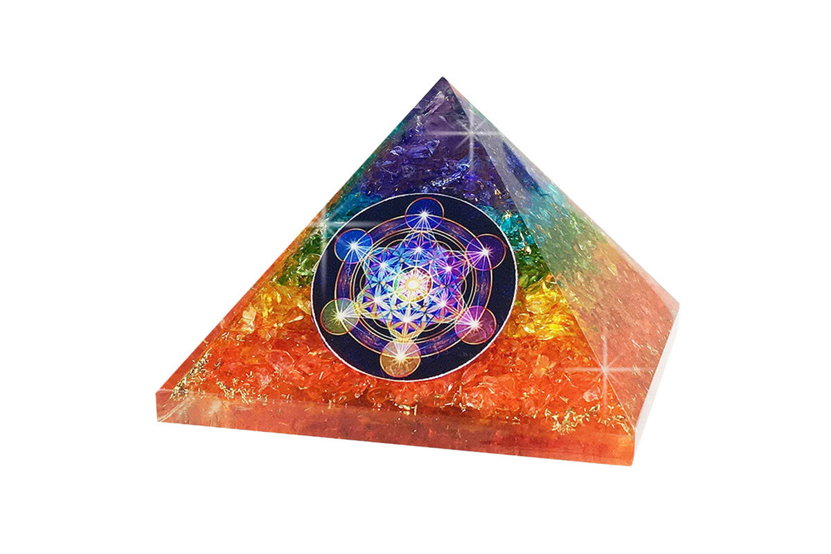 Positive Energy Chakra Healing Crystal And Stone Orgone Pyramid Amethyst Sphere-Orange