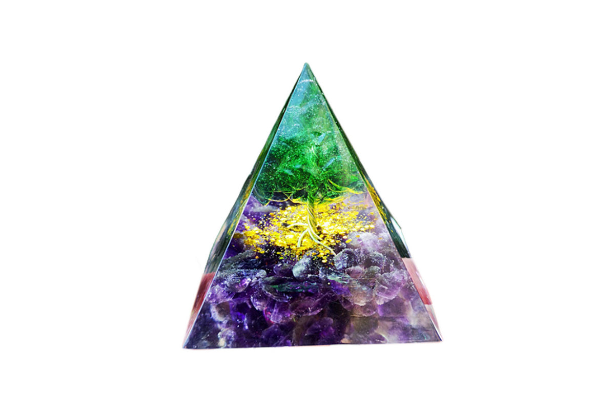 Orgonite Pyramid For Positive Energy Chakra Healing Crystal And Stone Orgone-Purple Crystal