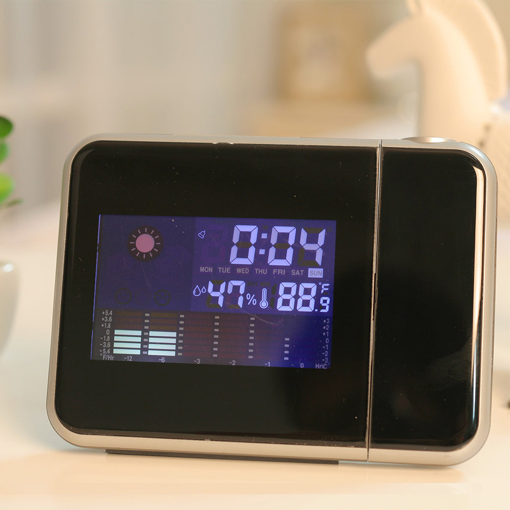Digital Projection Alarm Clock Thermometer Hygrometer Calendar Indoor Humidity Monitor