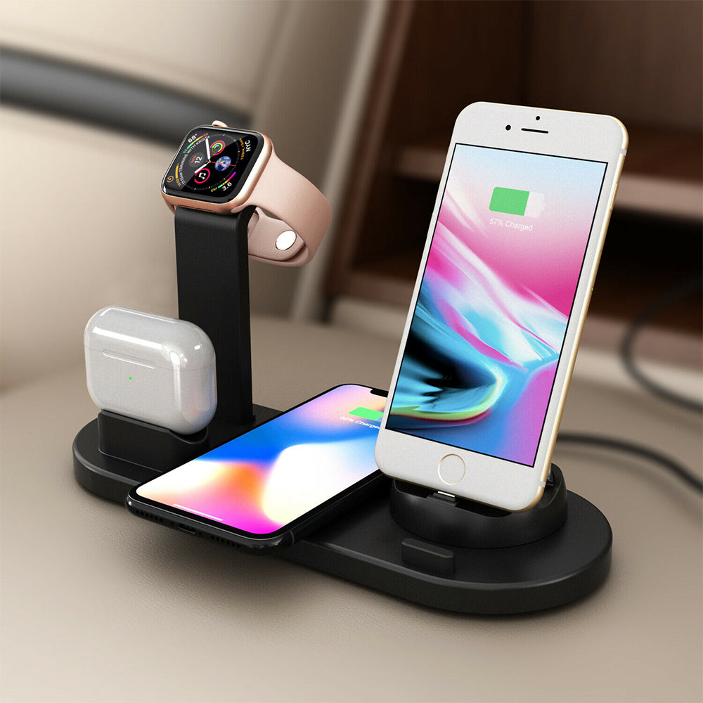 2Pcs 3 in 1 Wireless Charging Station for iPhone iWatch Airpods Black White