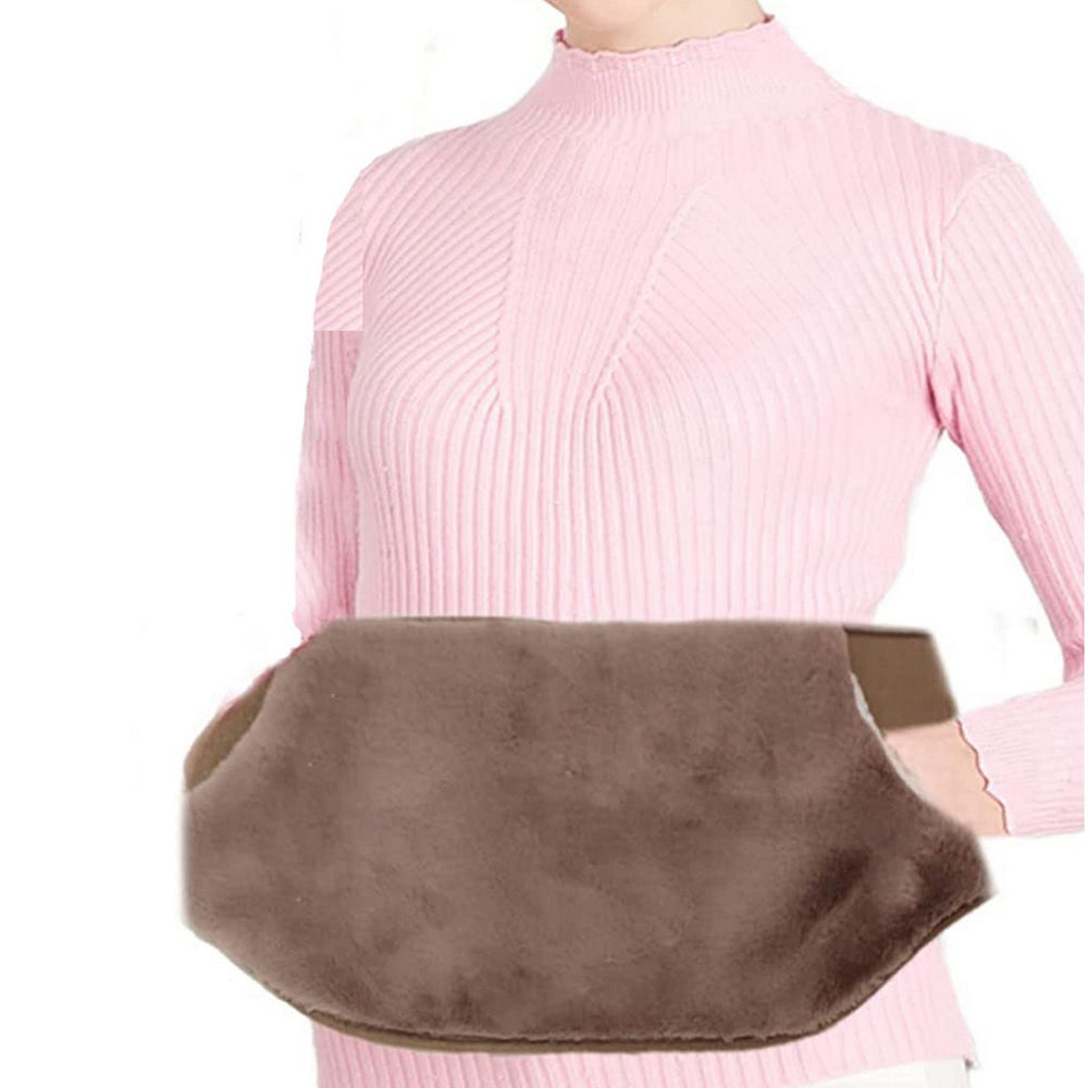 Hot Water Bag Warm Plush Hand Waist Warmer Cover Belt for Neck Hand -Coffee