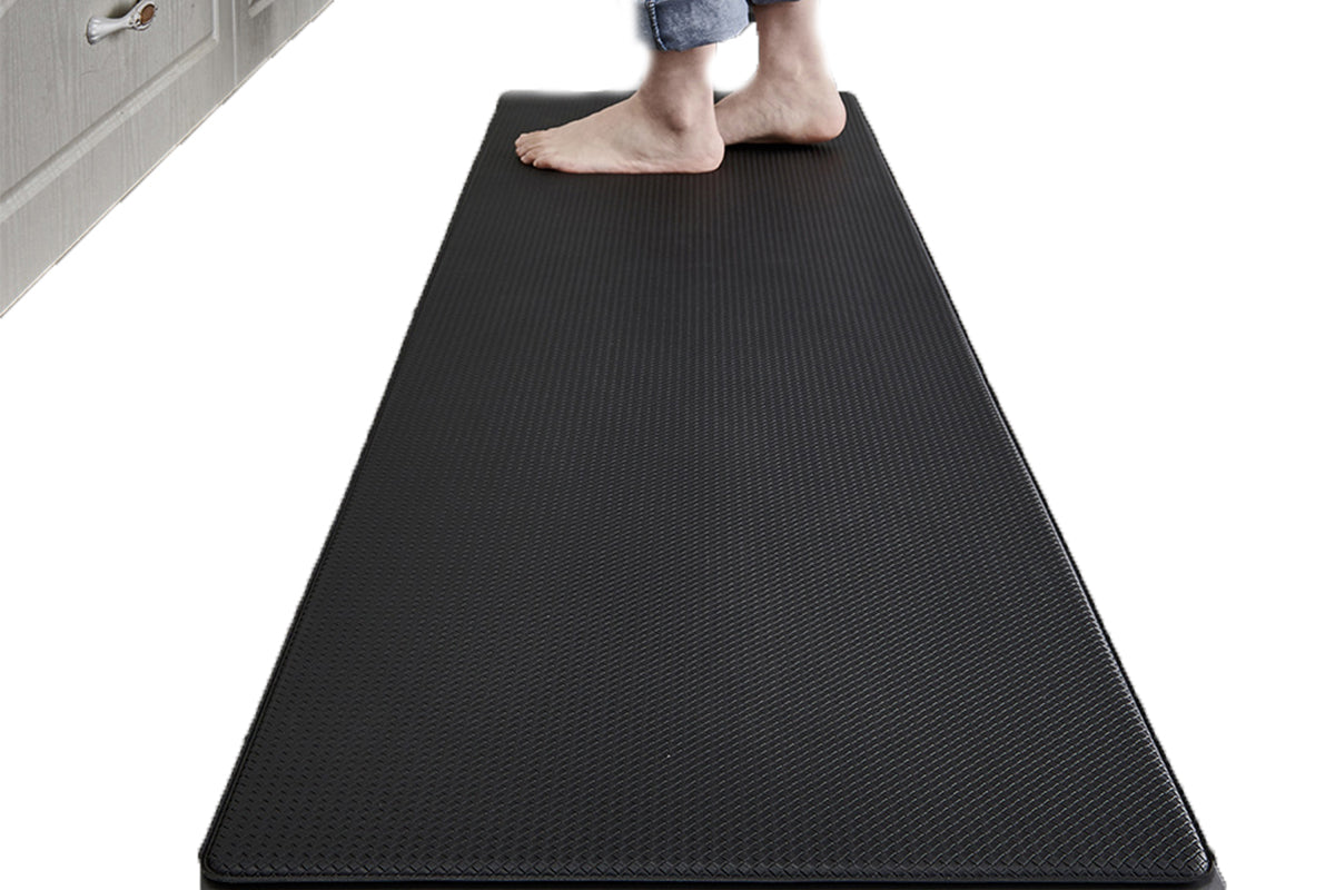 PU Leather Kitchen Rug Mats Durable Anti-Slip Absorbent Dirt-Resistant Kitchen Rug Mat-Black