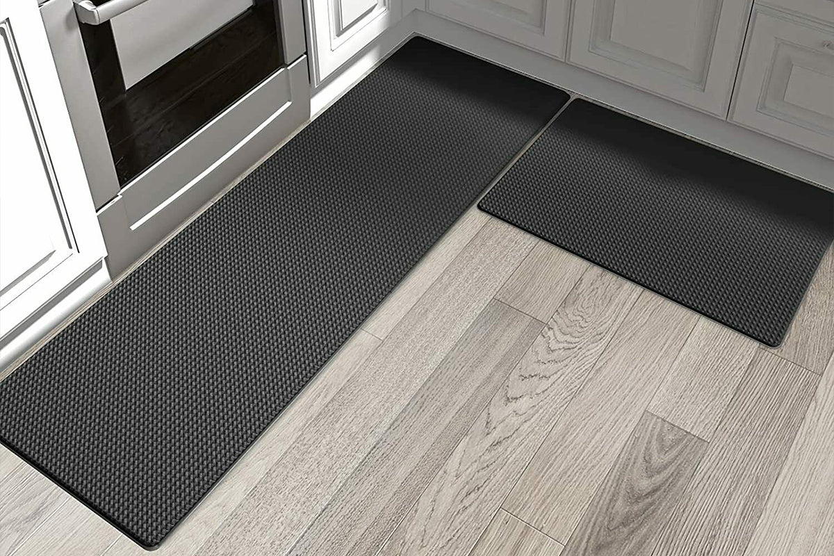 PU Leather Kitchen Rug Mats Durable Anti-Slip Absorbent Dirt-Resistant Kitchen Rug Mat-Black