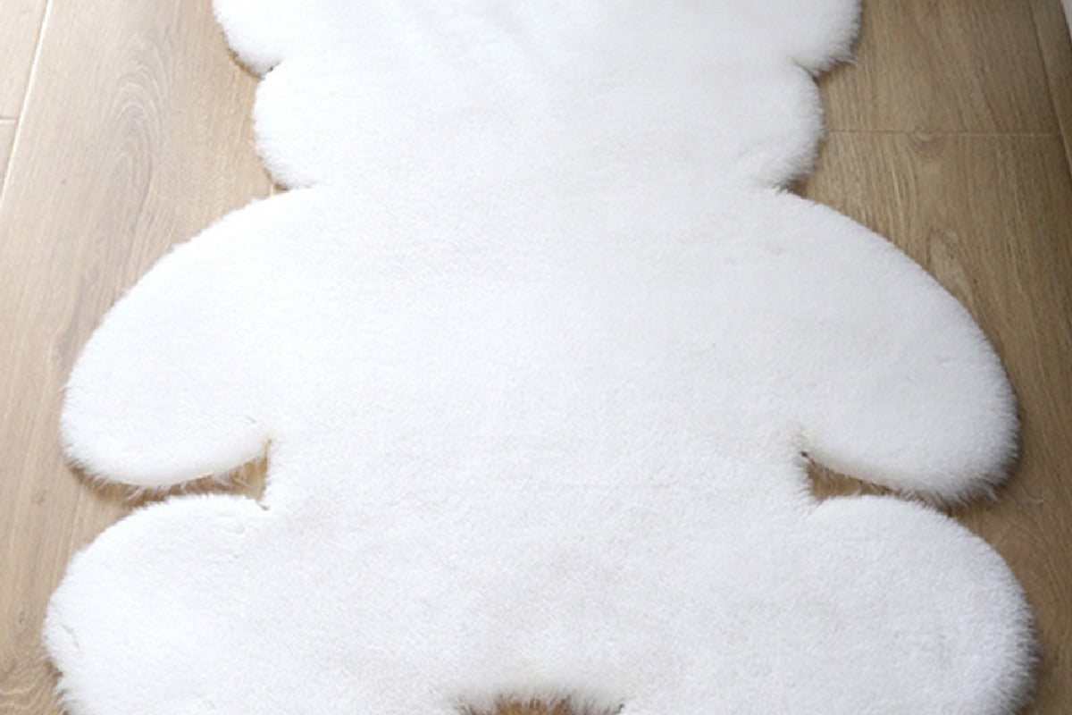 Bear Shaped Carpet Modern Luxury Plush Rugs for Living Room Home Decor-White