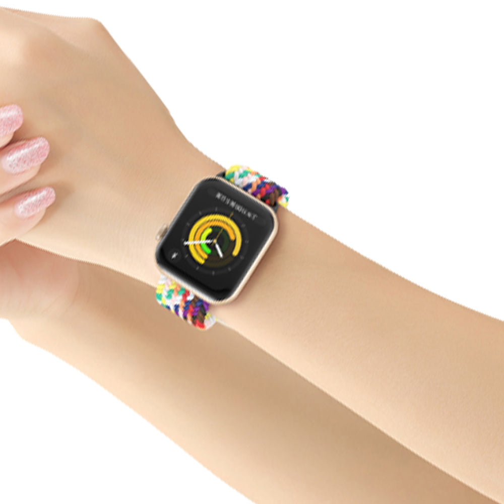 2Pcs Nylon Braided Strap for Apple Watch 38mm 40mm Grey and Colorful