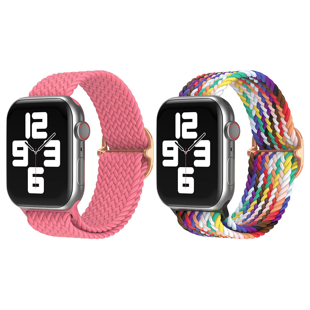 2Pcs Nylon Braided Strap for Apple Watch 38mm 40mm Pink and Colorful