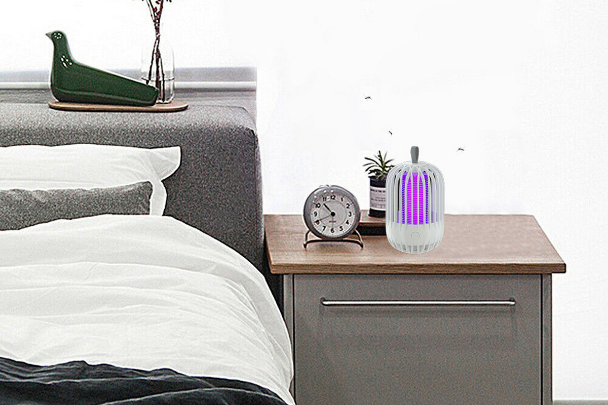 Solar Bug Zapper for Outdoor Indoor USB Rechargeable Mosquito Killer Lamp with UV Light-White