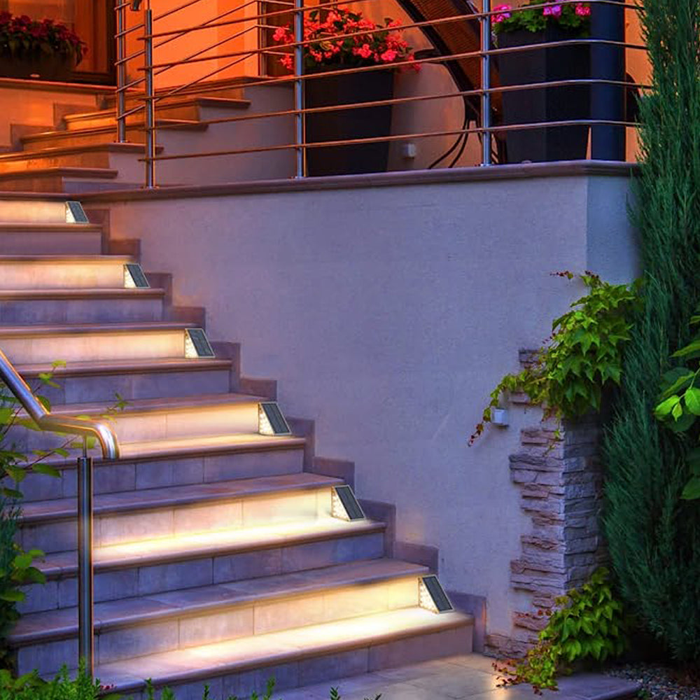 Solar Deck Lights LED Solar Step Lights Waterproof Outdoor Stair Lights Garden Path Yard Decor -Warm White