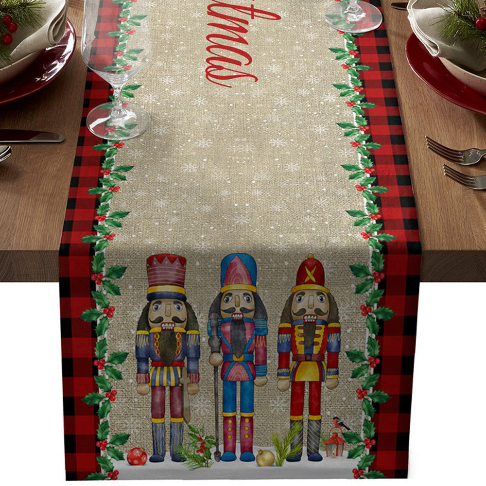 Nutcrackers Table Runner Christmas Kitchen Dining Table Decoration Nutcracker Soldier Table Clothes -Style 2