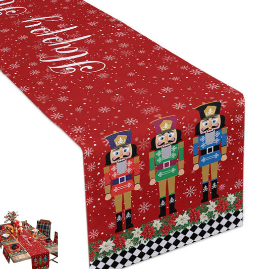 Nutcrackers Table Runner Christmas Kitchen Dining Table Decoration Nutcracker Soldier Table Clothes -Style 1