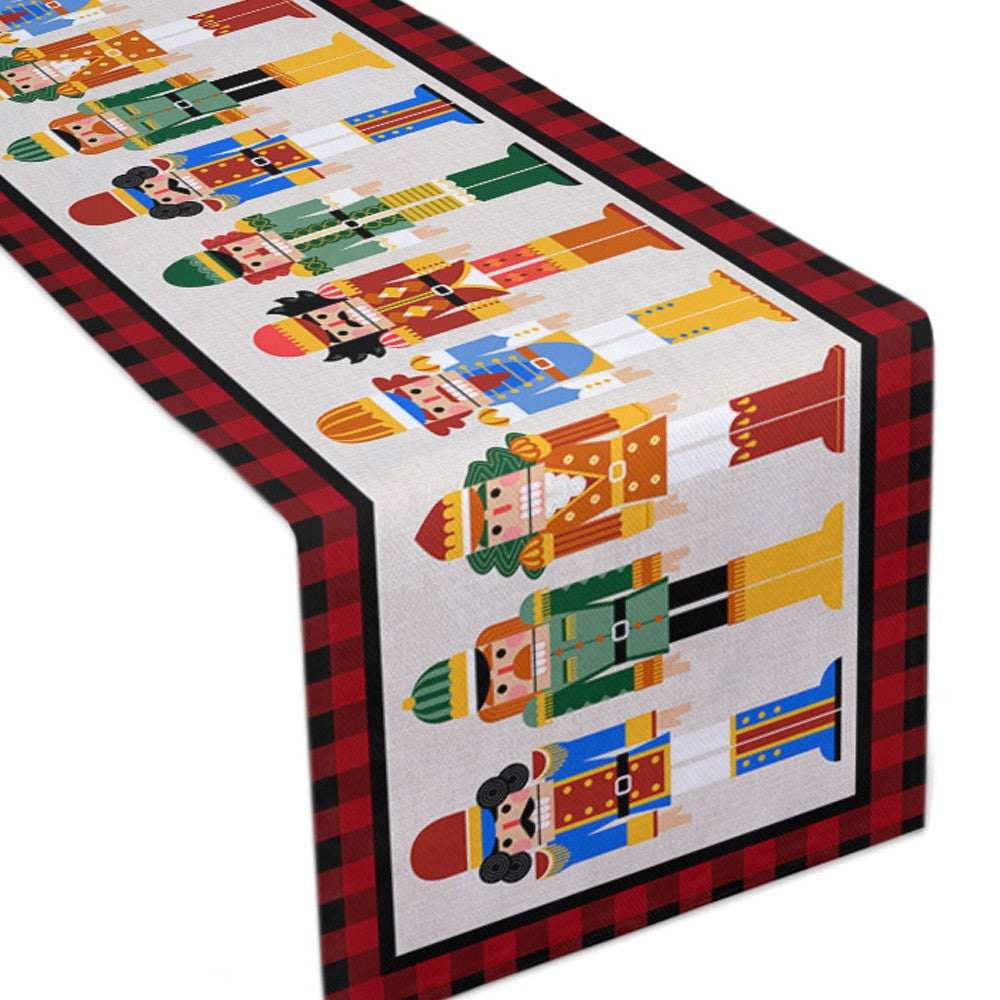 Nutcrackers Table Runner Christmas Kitchen Dining Table Decoration Nutcracker Soldier Table Clothes -Style 3