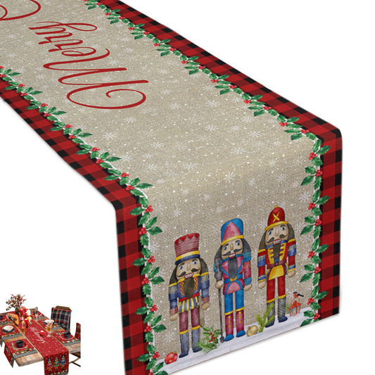 Nutcrackers Table Runner Christmas Kitchen Dining Table Decoration Nutcracker Soldier Table Clothes -Style 2