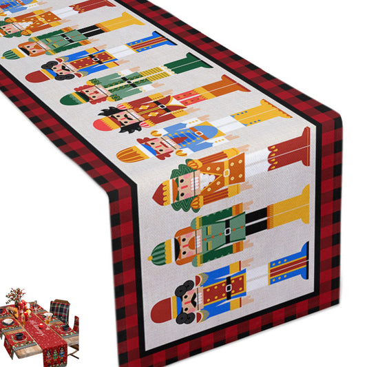 Nutcrackers Table Runner Christmas Kitchen Dining Table Decoration Nutcracker Soldier Table Clothes -Style 3