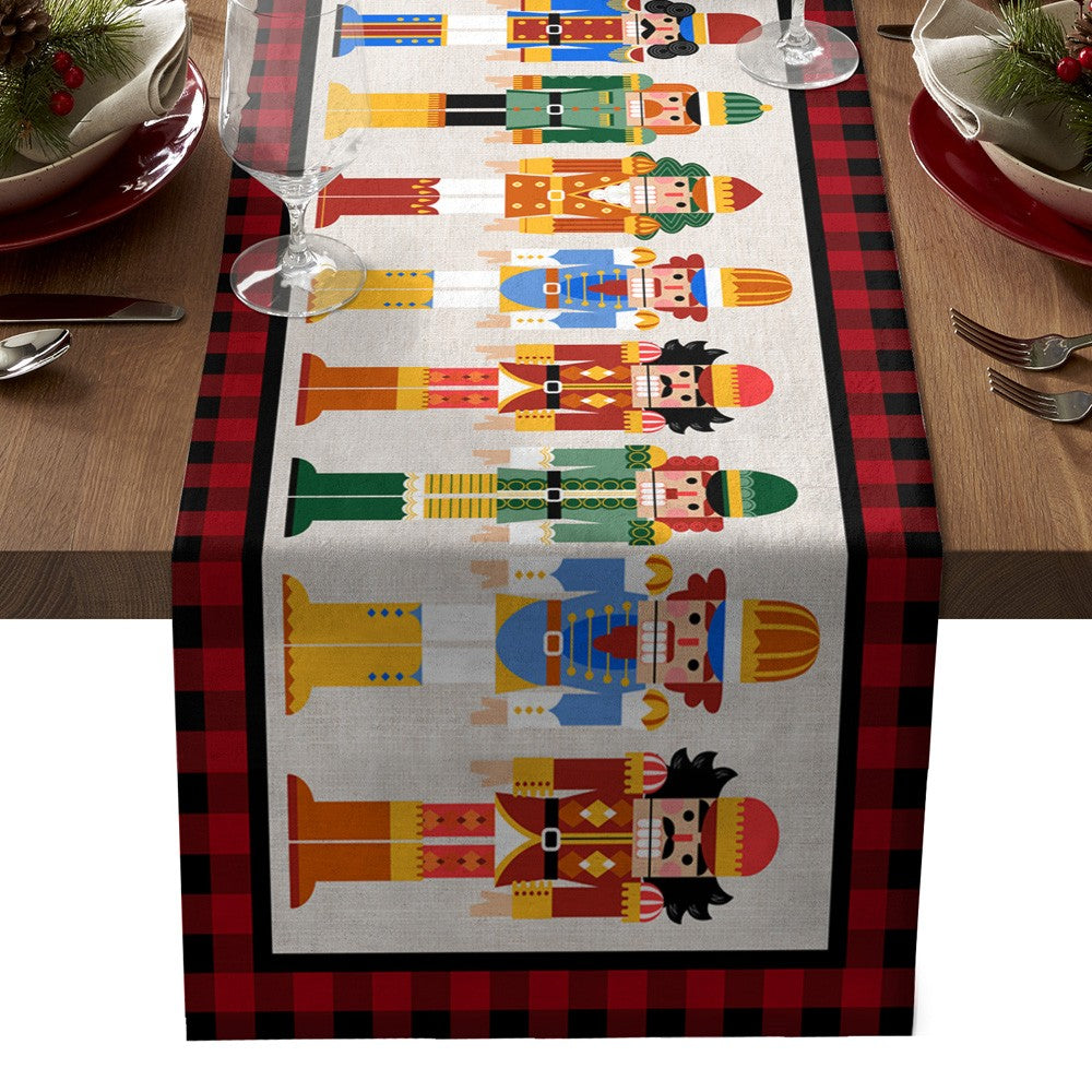 Nutcrackers Table Runner Christmas Kitchen Dining Table Decoration Nutcracker Soldier Table Clothes -Style 3