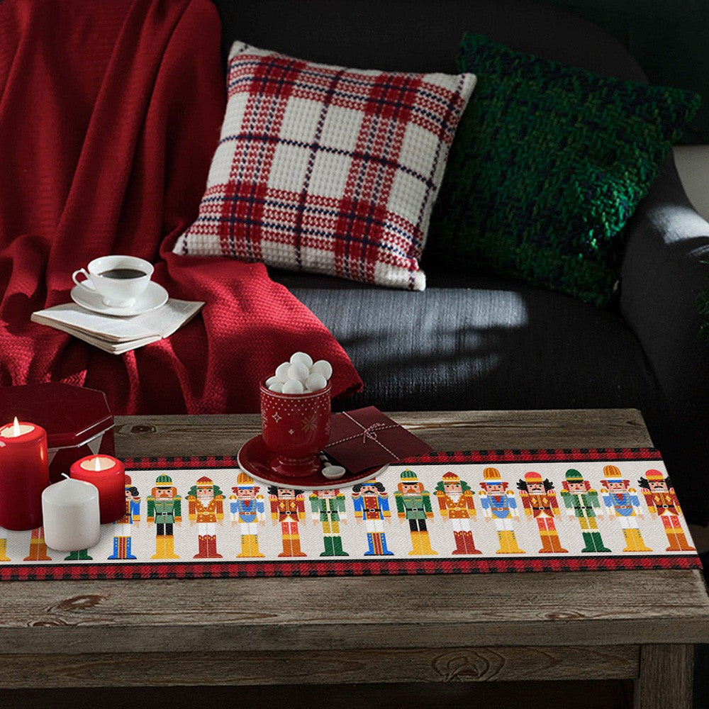 Nutcrackers Table Runner Christmas Kitchen Dining Table Decoration Nutcracker Soldier Table Clothes -Style 3