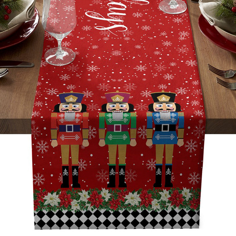 Nutcrackers Table Runner Christmas Kitchen Dining Table Decoration Nutcracker Soldier Table Clothes -Style 1