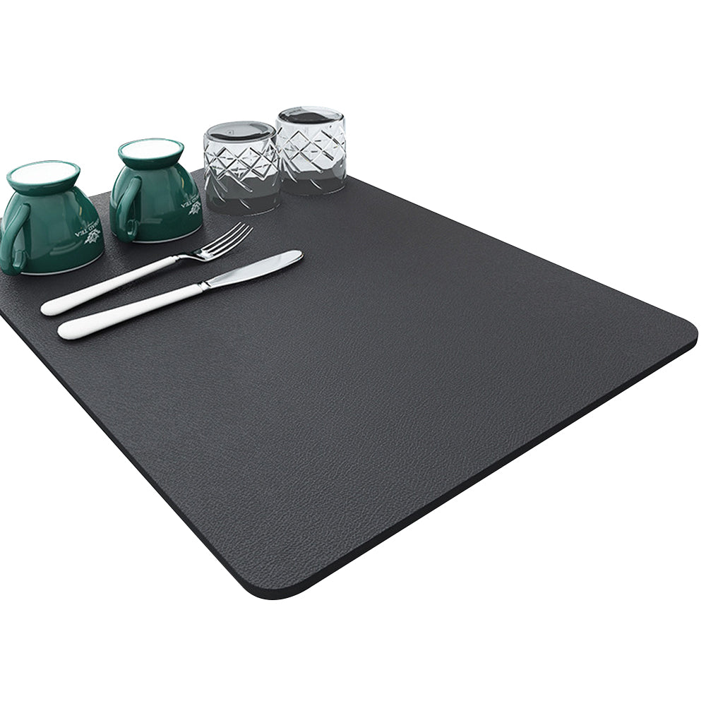2pcs Dish Drying Mat Absorbent Quick Dry Pad for Kitchen Counter Coffee Machine Dish Rack -Grey and Navy Blue