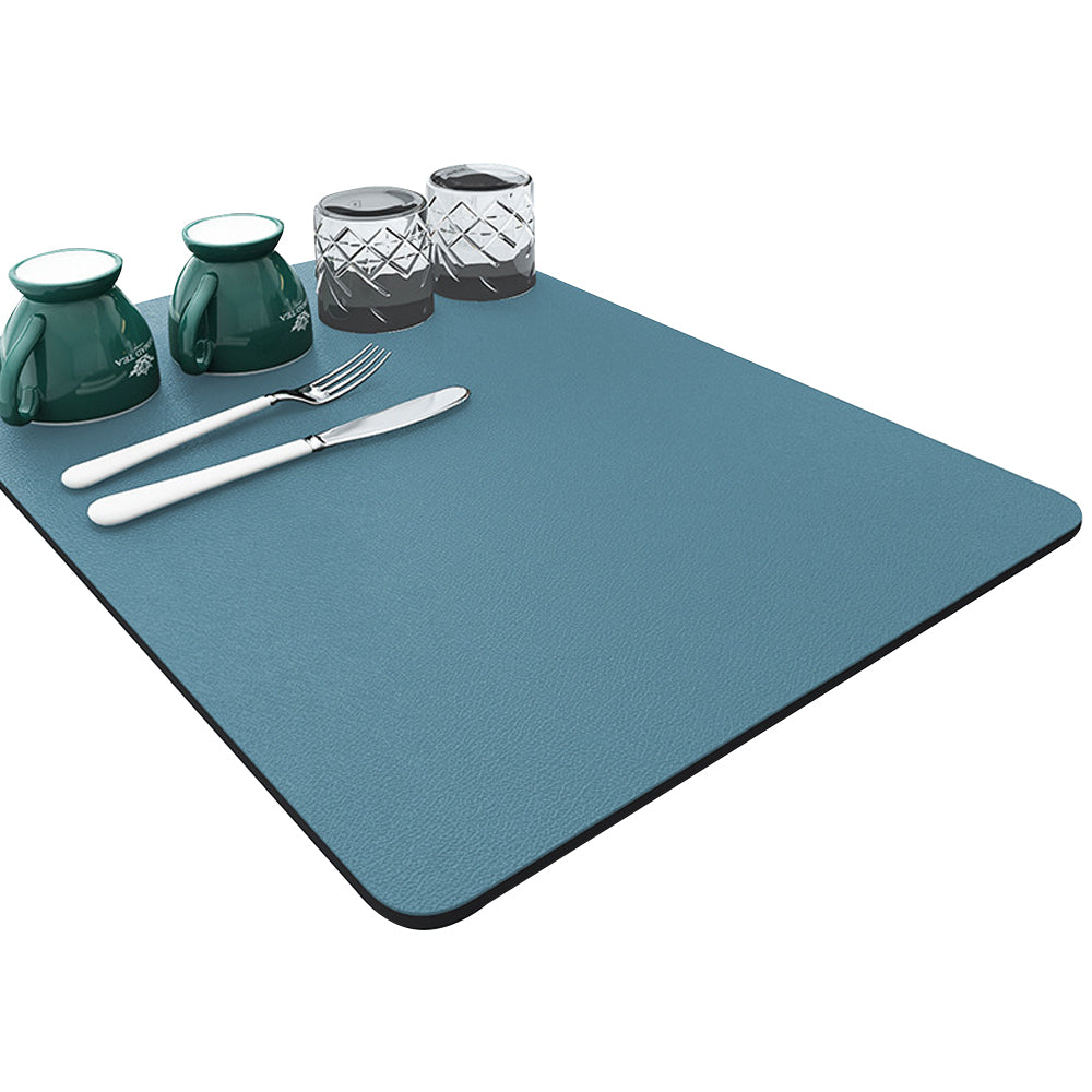 2pcs Dish Drying Mat Absorbent Quick Dry Pad for Kitchen Counter Coffee Machine Dish Rack -Grey and Navy Blue