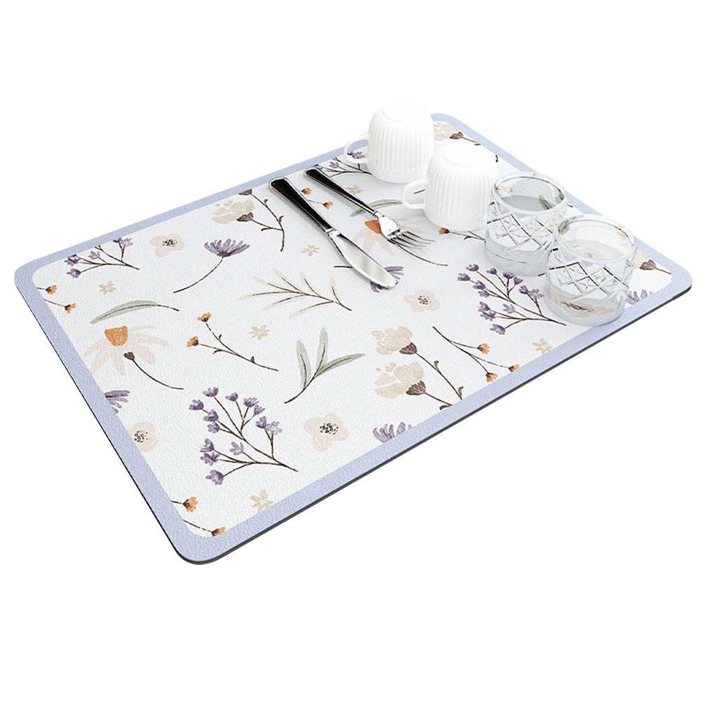 Dish Drying Mat Absorbent Quick Dry Pad for Kitchen Counter Coffee Machine Dish Rack -Purple