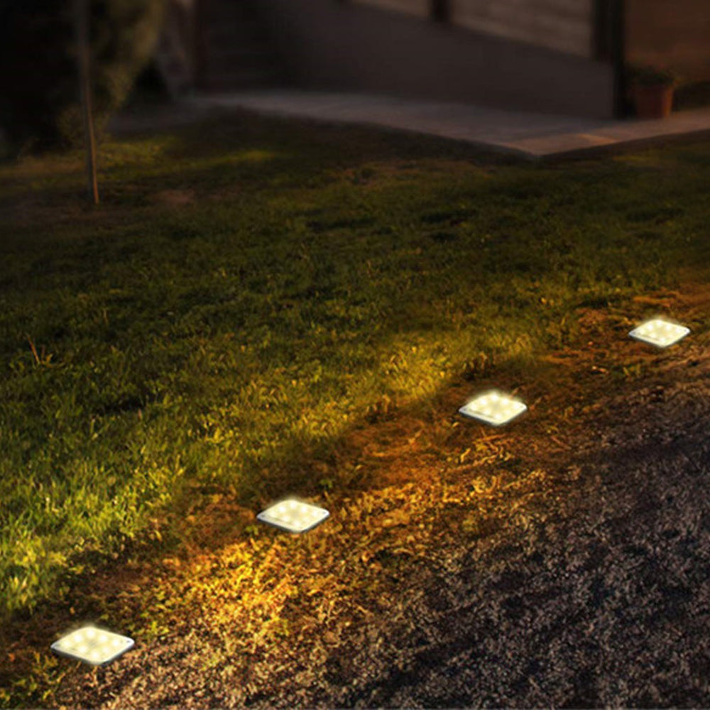 4 Pack Solar Powered LED Square Buried Inground Light Garden Outdoor Deck Path -Warm