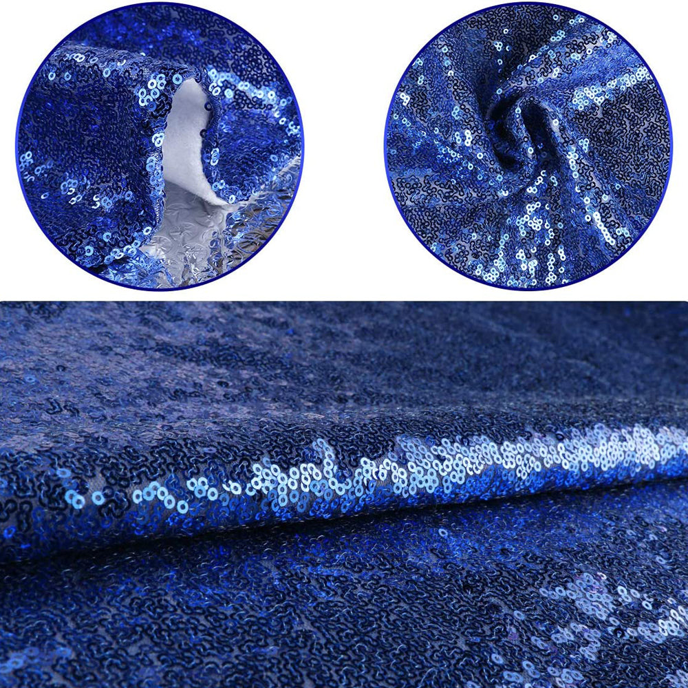Christmas Tree Skirt Round Sparkle Sequins Xmas Tree Mat for Holiday Party Home Decorations -Blue