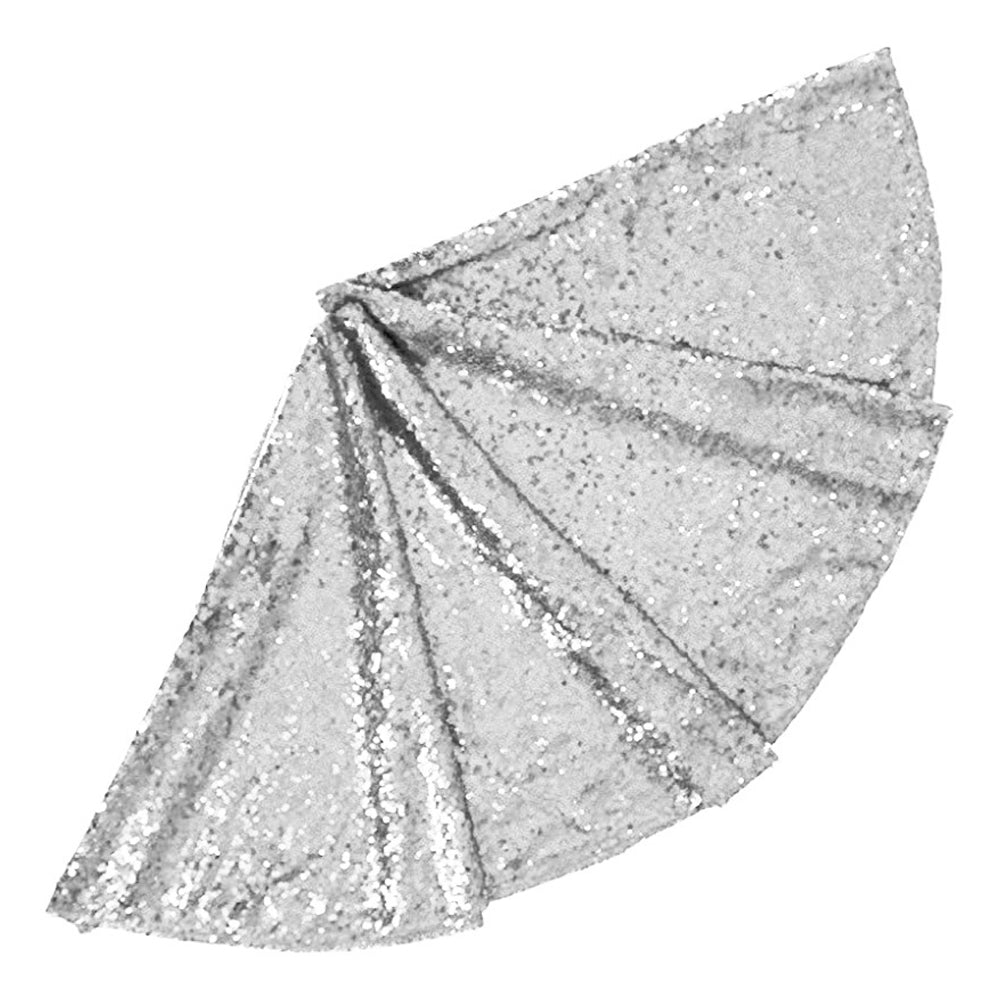 2pcs Round Christmas Tree Skirt Sparkle Sequins Xmas Tree Mats Tree Decorations for Home Decor -Gold and SilveRed