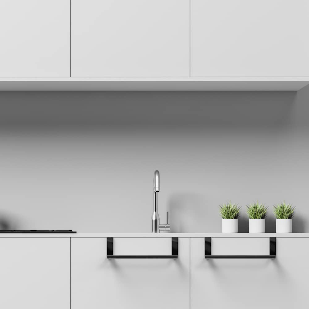 2pcs Towel Rack Stainless Steel Over Door Bar Holders Cabinet Towel Rack for Kitchen Bathroom -Black