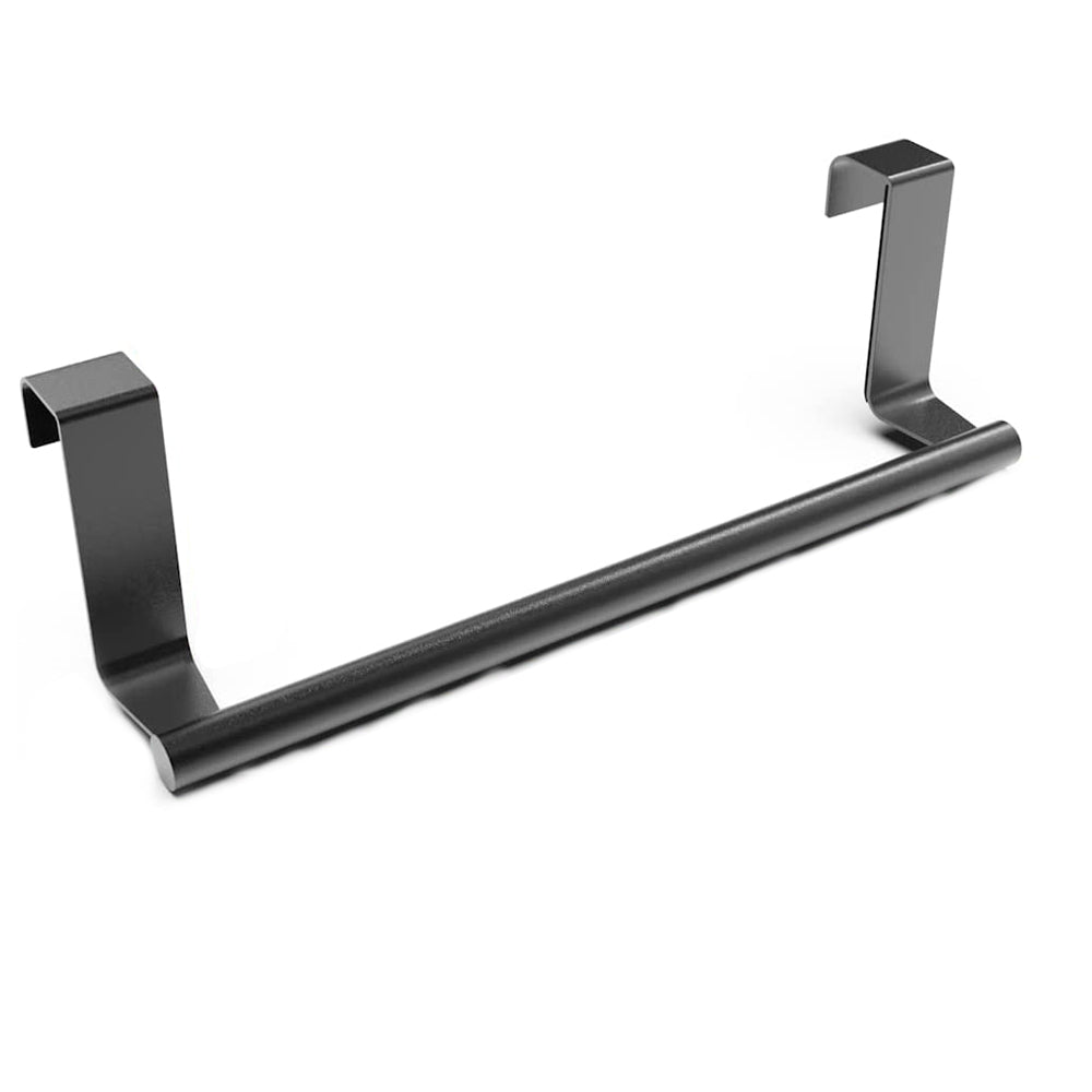 2pcs Towel Rack Stainless Steel Over Door Bar Holders Cabinet Towel Rack for Kitchen Bathroom -Black